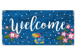 Kansas Jayhawks Welcome Floral 6x12 Sign