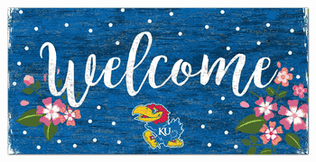 Kansas Jayhawks Welcome Floral 6x12 Sign