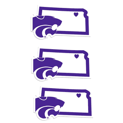 Kansas St. Wildcats Home State Decal, 3pk