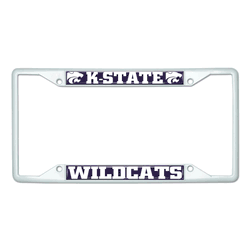 Kansas State White Metal License Plate Frame - 6.25"x12.25"