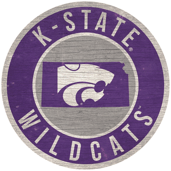 Kansas State Wildcats 12 in. Circle w/ State Sign