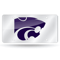 Kansas State Wildcats  12" x 6" Silver Laser Cut Tag For Car/Truck/SUV