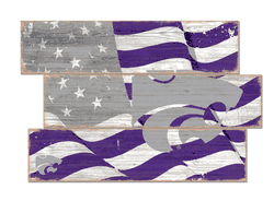 Kansas State Wildcats American Flag 3 Plank