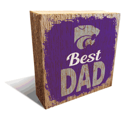 Kansas State Wildcats Best Dad 6x6 Wood Block