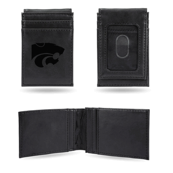 Kansas State Wildcats Black Laser Engraved Front Pocket Wallet