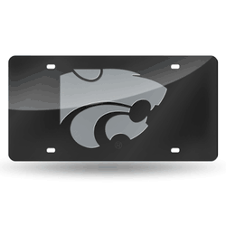 Kansas State Wildcats Black/Silver 12" x 6" Laser Cut Tag For Car/Truck/SUV