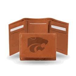 Kansas State Wildcats  Brown Embossed Genuine Leather Tri-Fold Wallet