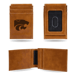 Kansas State Wildcats Brown Laser Engraved Front Pocket Wallet