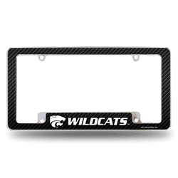 Kansas State Wildcats Carbon Fiber 12" x 6" Chrome All Over Automotive License Plate Frame