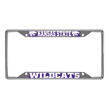 Kansas State Wildcats Chrome Metal License Plate Frame, 6.25in x 12.25in