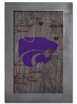 Kansas State Wildcats City Map 11x19 Sign