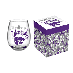 Kansas State Wildcats Glass 17oz Wine Stemless Boxed