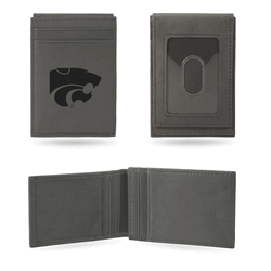 Kansas State Wildcats Gray Laser Engraved Front Pocket Wallet