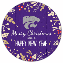 Kansas State Wildcats Merry Christmas & New Year 12in Circle
