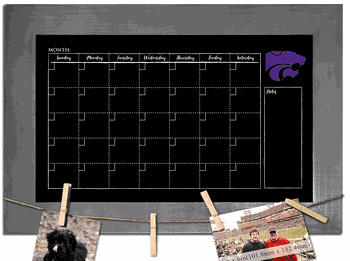 Kansas State Wildcats Monthly Chalkboard with frame & clothespins 11x19 Sign