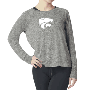Kansas State Wildcats NCAA Kadi Raglan Long Sleeve Heather Grey Small