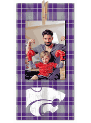Kansas State Wildcats Plaid Clothespin 6x12 Sign