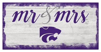 Kansas State Wildcats Script Mr & Mrs 6x12 Sign