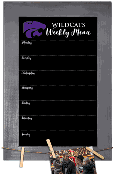 Kansas State Wildcats Weekly Chalkboard with frame & clothespins 11x19 Sign