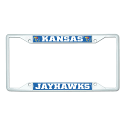 Kansas White Metal License Plate Frame - 6.25"x12.25"