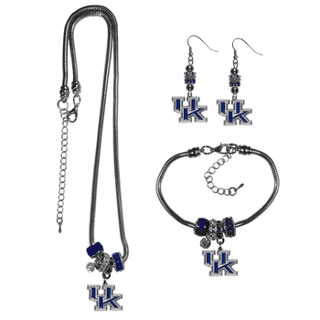 Kentucky Wildcats Euro Bead Jewelry 3 piece Set