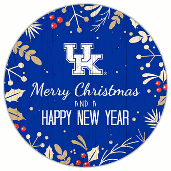 Kentucky Wildcats Merry Christmas & New Year 12in Circle