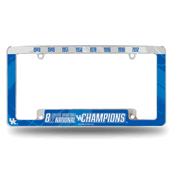 Kentucky Wildcats Multi Champ 12" x 6" Chrome All Over Automotive License Plate Frame