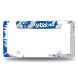 Kentucky Wildcats Tie Dye 12" x 6" Chrome All Over Automotive License Plate Frame for Car/Truck/SUV