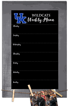 Kentucky Wildcats Weekly Chalkboard with frame & clothespins 11x19 Sign