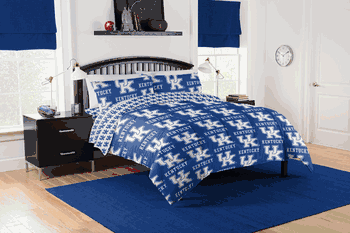 NCAA Kentucky Wildcats Wildcats Rotary Queen Bed In K Bag Set