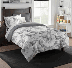 Kids Subtle Shibori Tye Dye Bed In A Bag with Decorative Throw Pillow Twin