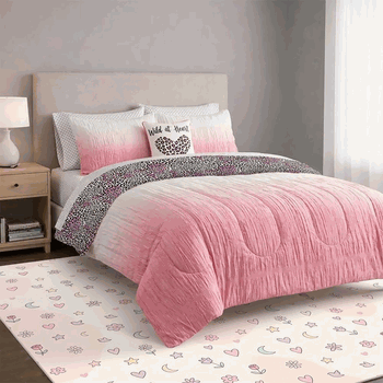 Kids Wild At Heart Bed In A Bag with Decorative Throw Pillow Full