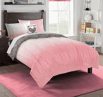 Kids Wild At Heart Bed In A Bag with Decorative Throw Pillow Twin