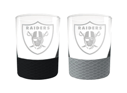 Las Vegas Raiders 2pc Laser Etched Commissioner Rocks Glass Set