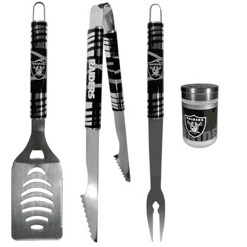 Las Vegas Raiders 3 pc Tailgater BBQ Set and Season Shaker