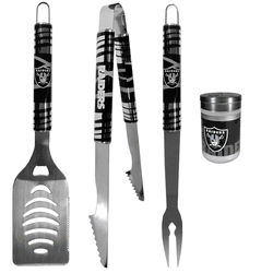 Las Vegas Raiders 3 pc Tailgater BBQ Set and Season Shaker
