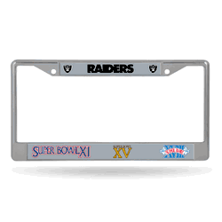 Las Vegas Raiders 3x Multi Champ 12" x 6" Chrome Frame With Decal Inserts