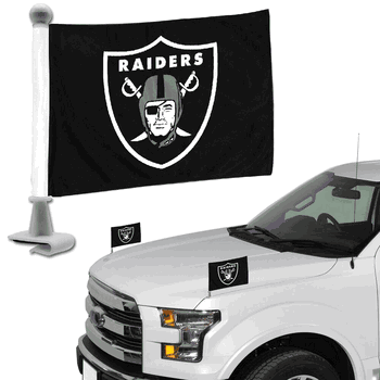 Las Vegas Raiders Ambassador Car Flags, Black - 2 Pack Mini Auto Flags, 4in X 6in