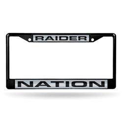 Las Vegas Raiders Black 12" x 6" Black Laser Cut Chrome Frame
