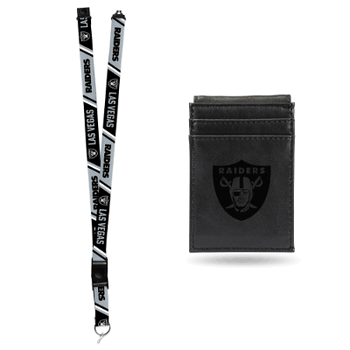 Las Vegas Raiders Black Front Pocket Wallet Set