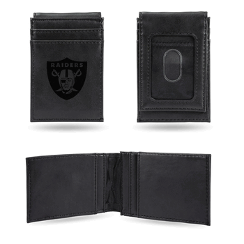 Las Vegas Raiders Black Laser Engraved Front Pocket Wallet
