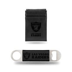 Las Vegas Raiders Black Laser Engraved Front Pocket Wallet & Bar Blade