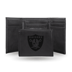 Las Vegas Raiders Black Laser Engraved Tri-Fold Wallet