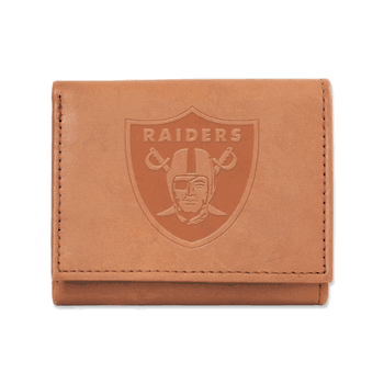 Las Vegas Raiders  Brown Embossed Genuine Leather Tri-Fold Wallet
