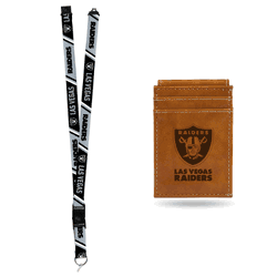 Las Vegas Raiders Brown Front Pocket Wallet Set