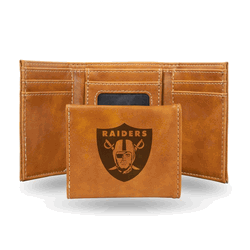 Las Vegas Raiders Brown Laser Engraved Faux Leather Trifold