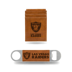 Las Vegas Raiders Brown Laser Engraved Front Pocket Wallet & Bar Blade