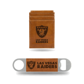 Las Vegas Raiders Brown Laser Engraved Front Pocket Wallet & Bar Blade