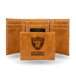 Las Vegas Raiders Brown Laser Engraved Tri-Fold Wallet