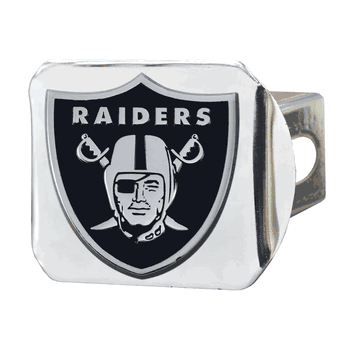 Las Vegas Raiders Chrome Metal Hitch Cover with Chrome Metal 3D Emblem